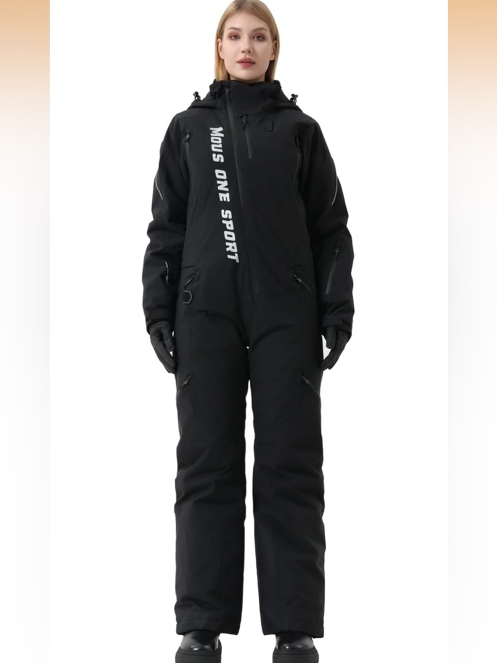 One Piece Waterproof Warm Insulated Ski Jumpsuit w/Removable Hood Snowsuit 970-C